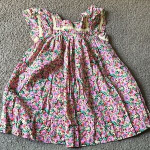 Vintage Floral Pink and Green Kids Dress 3T